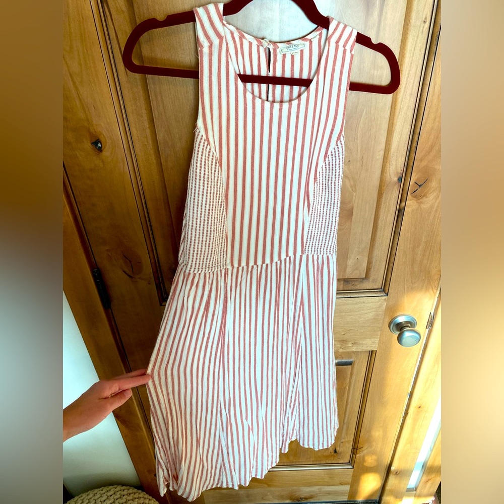 FatFace Women’s Striped Midi Dress - Pink/Red/White - Size 4